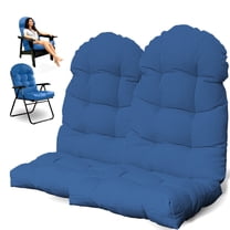 Tappio Rocking Chair Cushions Set of 2, High-Density Sponge Thicken Indoor/Outdoor Chair Cushions, Tufted Seat Pads with Elastic Webbing and Non-Slip Bottom for Indoor/Outoor Furniture, Blue