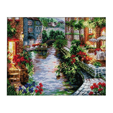 Stamped Cross The Lakeside House Printed Pattern 14 Count 48x40cm