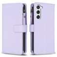 thumbnail image 2 of Dteck Wallet Case for Samsung Galaxy S23,Magnetic Leather 9 Card Slots Kickstand Zipper Cash Pocket Shockproof Full Body Protection Cover with Wrist Strap for Galaxy S23, Purple, 2 of 8