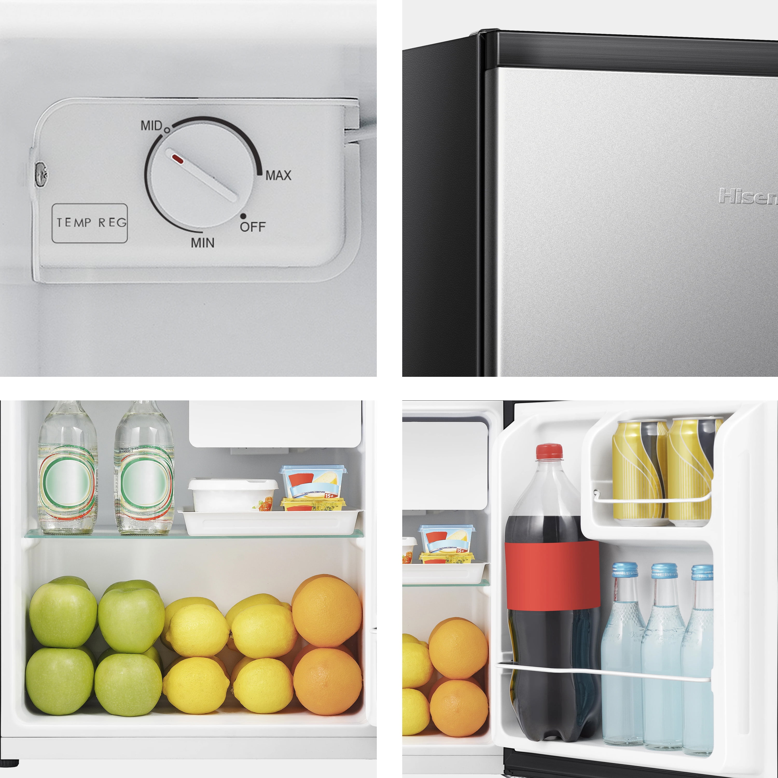 (3 pack) Hisense 1.6 Cu Ft Single Door Mini Fridge, Silver, Energy Star, 1 Year Warranty, WMS017M6XVE New