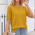 thumbnail image 5 of CIENVNSTG Short Sleeve Tops for Women Knit Crew Neck Solid Color Basic T Shirts Loose Fit Lightweight Breathable Soft Dressy Blouses for Summer Work Daily Outfits XXL, 5 of 7