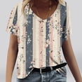 thumbnail image 2 of Tops Cortos para las Mujeres Impresión V-Cuello Suéter Blusa, Manga Corta de Poliéster Top de Moda, Lavado a Mano Todas las Estaciones Desgaste Casual, 2 of 4