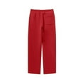 thumbnail image 3 of Brondbend Casual Pants Mens Straight Leg Pants Stretchy Waist Drawstring Pocket Trousers Solid Comfortable Regular Fit Trousers Holiday Fall Winter Pants Red, 3 of 3
