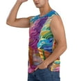 thumbnail image 3 of Picia Rainbow Melting Ice Cream mens Cotton Tank Undershirts , Moisture-wicking Ribbed Tanks, Lightweight Cotton Tank Undershirts-Large, 3 of 8
