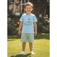 thumbnail image 6 of BemeyourBBs Toddler Baby Boy Golf Outfit Summer Clothes Ball Embroidered Short Sleeve T-shirt and Striped Shorts Set 2 Piece Outfits, 6 of 9