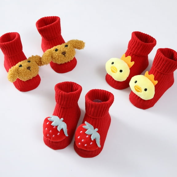 Multi-Pair 0-1Y Newborn Baby Girl Boy Cotton Socks Infant Cartoon Animals Socks Anti-slip Middle Tube Floor Socks