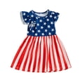 thumbnail image 6 of Douhoow Toddler Baby Girl Independence Day Dress Flying Sleeve Stars Stripe Print A-line Dress Girl Summer Dresses, 6 of 8