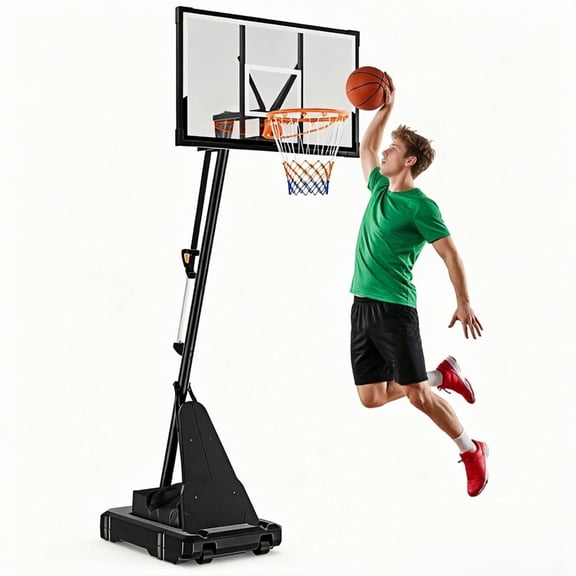 Bexfil 44 inch Portable Basketball Hoop, Adjustable 5.3-10 ft Height with Shatterproof PC Backboard, Outdoor Goal System for Kids & Adults