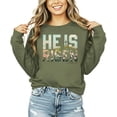 thumbnail image 2 of He Is Risen Christian Sweatshirt for Women - Floral Easter Faith Crewneck Army Green Sweatshirt Adult Small, 2 of 7