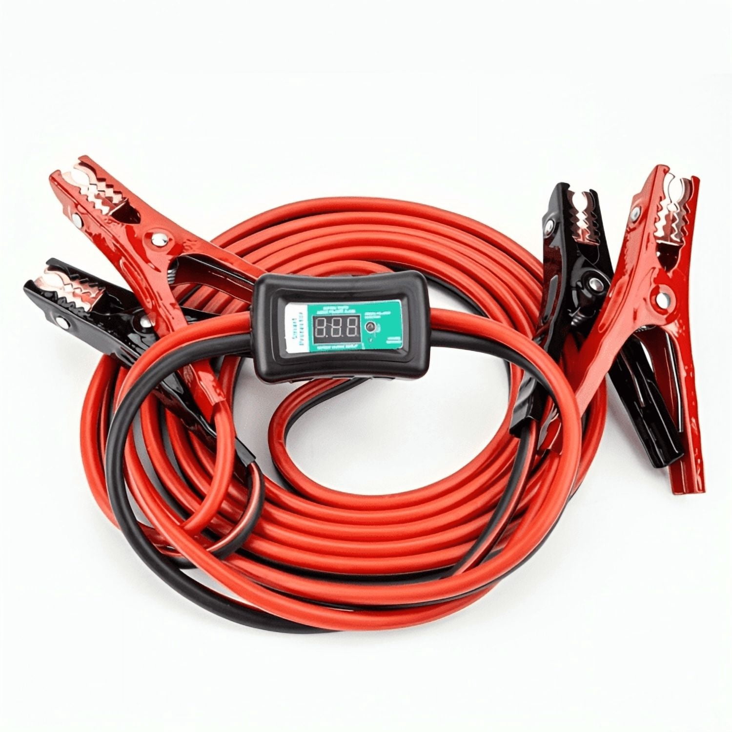 Justin Case Smart 16 Foot 6 Gauge Heavy-Duty Jumper Cables with Integrated Voltage Meter