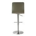 thumbnail image 3 of Paddy Light Grey Vegan Leather on Silver Adjustable Stool, 3 of 5