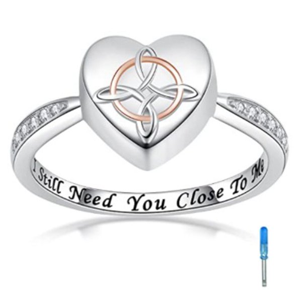 SILYINTERES Urn Cremation Ring for Ashes, Celtic Knot Ring Keepsake Ring Cremation Jewerly for