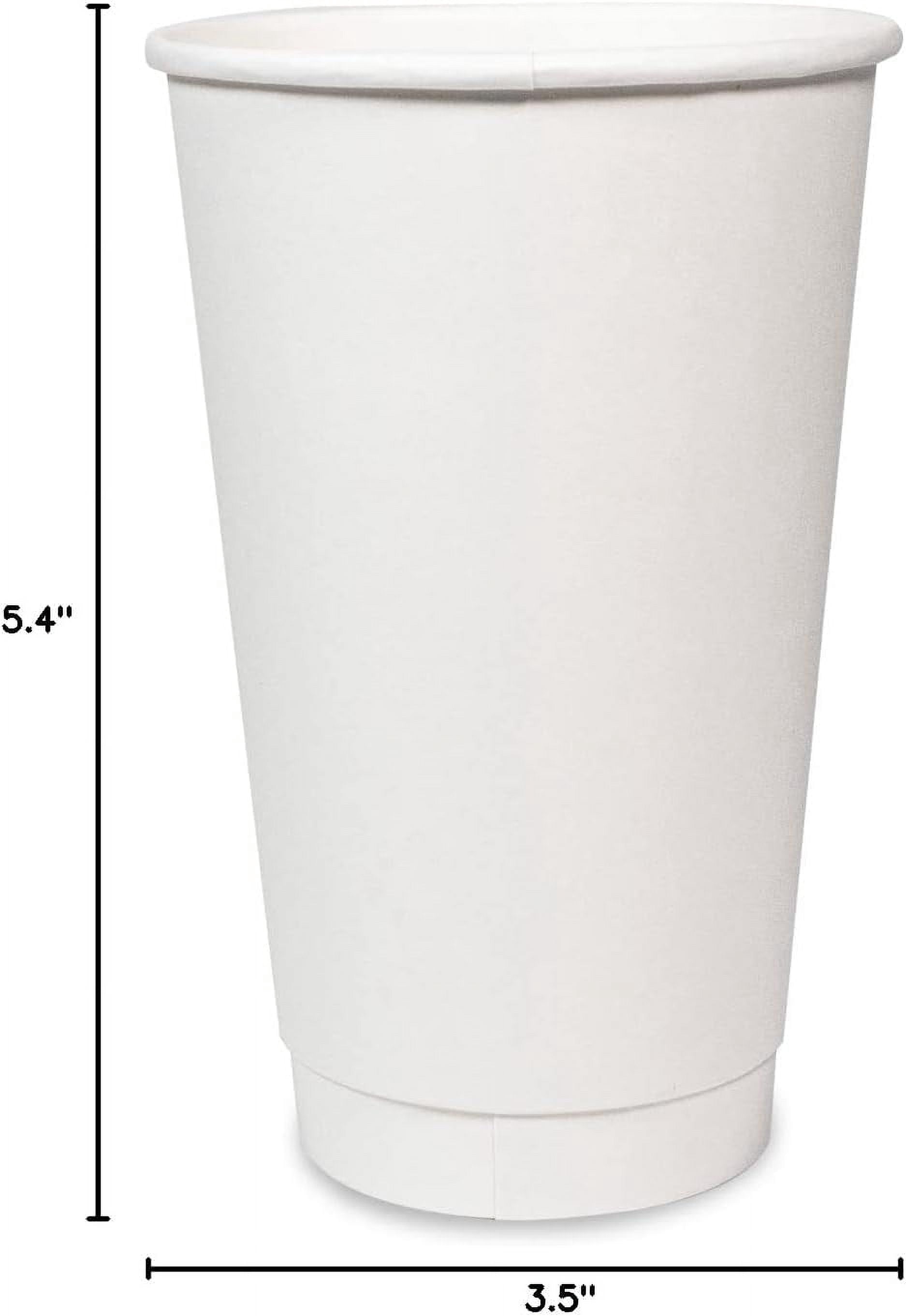 16 oz White Double Wall Insulated Disposable To Go Coffee Cups [500 Counts] Perfect for Chocolate Tea, Espresso, and Cocoa Drinks (16oz)
