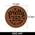 thumbnail image 2 of Pretty Things Inside Mail Envelope with Heart 2.5" Faux Leather Round Engraved Iron-On Patch - Brown, 2 of 6