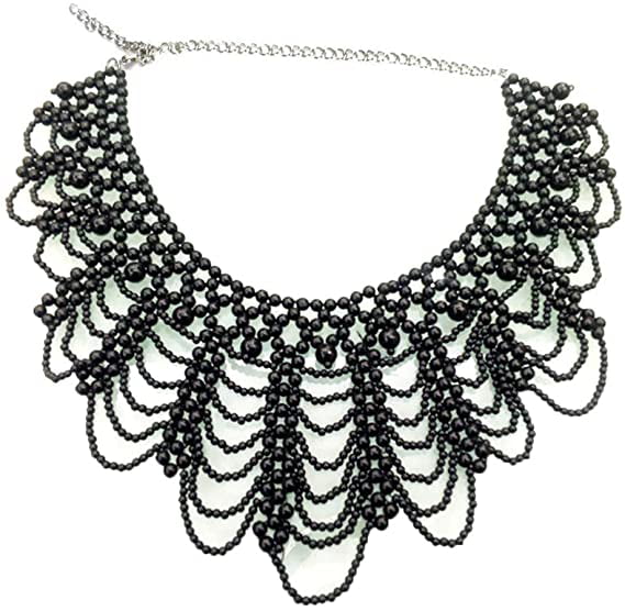 Retro Elegant Lace Beads Detachable False Collar Stand Collar-Noble
