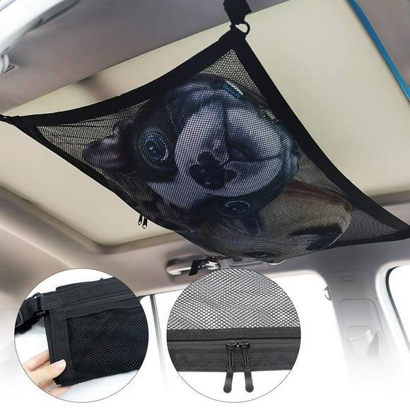 Car Ceiling Cargo Net Pocket, Double-Layer Mesh Car Roof Storage Organizer,Truck SUV Travel Long Road Trip Camping Interior Accessories