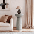 thumbnail image 4 of SHYFOY Black Cylinder Sandstone Side Table, 24" Tall Modern Textured Accent Table for Living Room, Bedroom, or Patio, 4 of 10