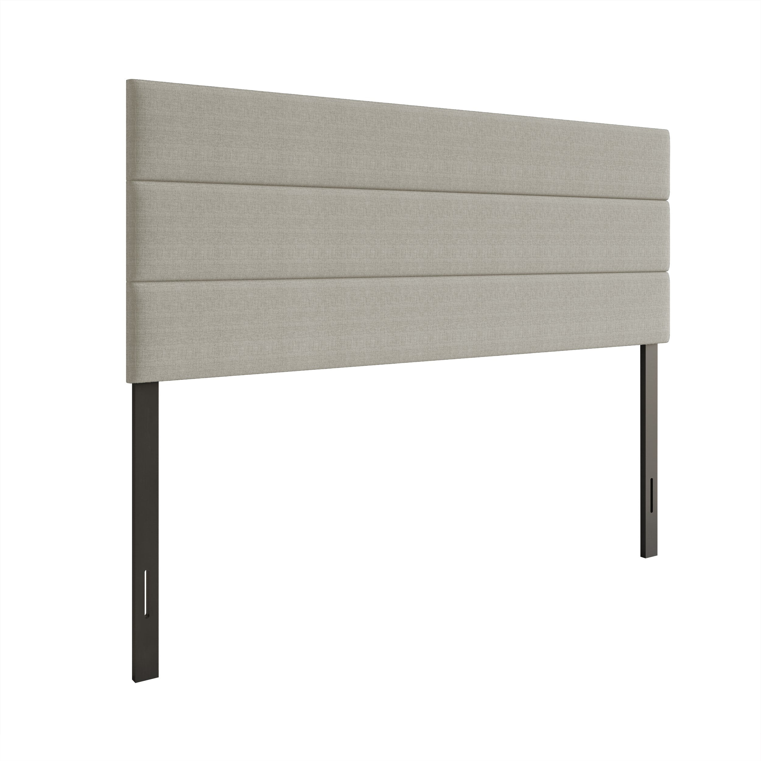 Home Design Etta King Upholstered Headboard with Channel Tufting and Foam Padding, Warm Gray, Easy assembly