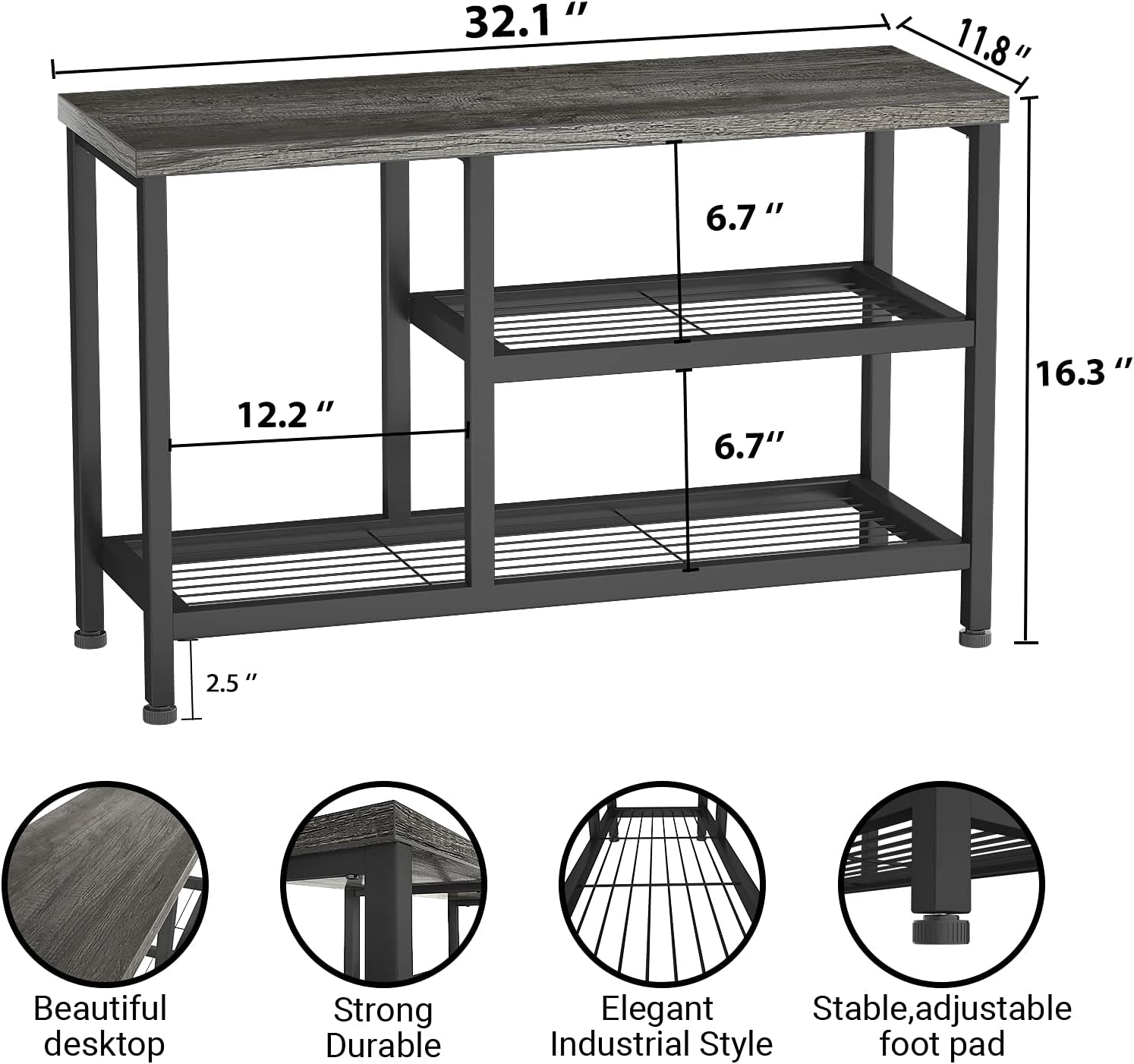 ZEELYDE Shoe Rack,3-Tier Storage Bench, Sturdy Shoe Storage Rack with Seat  Rubberwood Shoe Storage Organizer, Ideal for Entryway, Hallway, Bathroom