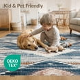 thumbnail image 4 of ODIKA 5'x7' Washable Area Rug Non-Slip, Low Pile, Stain Resistant Cream Motif Vintage Abstract Lattice Faded Farmhouse Boho Academia for Guest Room, Lounge, Apartment, 4 of 7