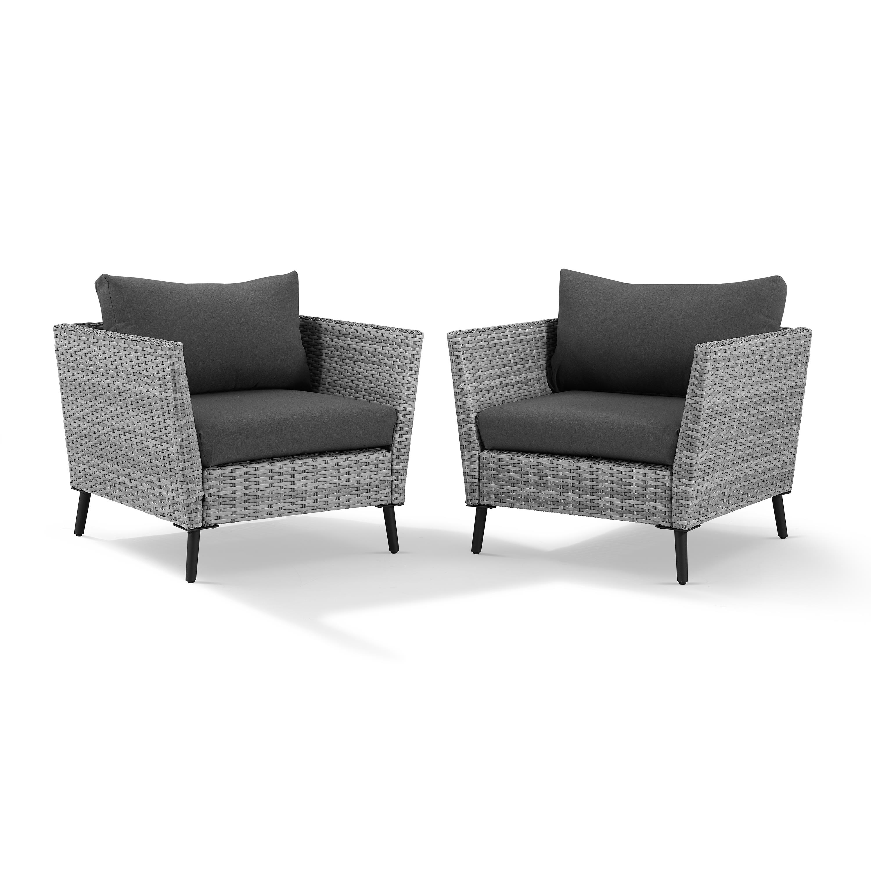 Crosley Richland Wicker Patio Arm Chair in Gray (Set of 2) - image 2 of 10