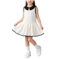 thumbnail image 2 of Spazoro Girls Cute Dresses, Color Block Collared Sleeveless Soft & Comfy Casual A-Line Dress for School White Size 1-2 T, 2 of 9