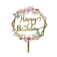 thumbnail image 1 of Gold Cake Topper Acrylic Happy Birthday Flower Dessert Toppers, 1 of 6