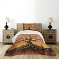 thumbnail image 4 of Ambesonne Boho Quilted Bedspread Set 2 Pcs, Blushy Sakura Fantasy Tree, Twin Size, Soft Pink Pale Vermilion, 4 of 4