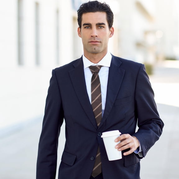 LOLIPPYY Pretied Brown Striped Mens Tie with Elegant Design Polyester Material for Parties