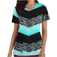 thumbnail image 2 of Puntoco Liquidación de blusas cortas para mujer, moda informal para mujer, cuello en V, estampado, manga corta, bolsillo, vestido de enfermera, 2 of 5