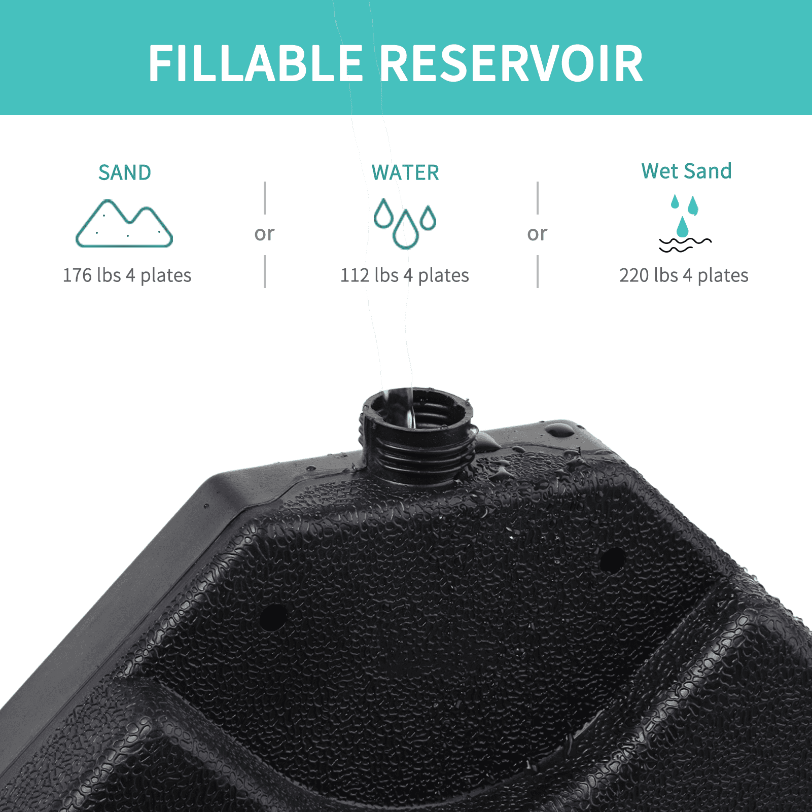 Autlaycil 4 PCS Offset Cantilever Umbrella Weighted Base, 4 PCS Cantilever Umbrella Weighted Base, Easy-Fill Spouts, 4 Connecting Pins, Carry Handles, Water Sand Weight Fillable HDPE Umbrella Stand
