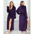 thumbnail image 4 of AMITOFO Women's Hooded Plush Robe – Soft Warm Fleece Long Bathrobe, Cozy Spa Housecoat with Pockets, 4 of 8
