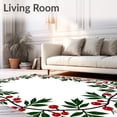 thumbnail image 2 of ODIKA 5'x7' Machine Washable Non-Slip Area Rug, Holly Berry Wreath Yuletide Seasonal Floor High Traffic Rug with Pad, Green, 733114, 2 of 8
