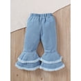 thumbnail image 4 of Kucnuzki 12 Months Infant Baby Girls Pants 12-18 Months Flared Denim Pants Jeans Pants Blue, 4 of 7