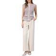 thumbnail image 2 of INSPIRE CHIC Women's Elegant Tweed Top Crew Neck Cap Sleeve Business Office Peplum Blouse Tops M Purple Pink, 2 of 5