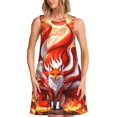 thumbnail image 1 of Balery Red Sun Flame Fox Vestidos de verano para mujer con estampado: vestido holgado sin mangas, vestido playero informal y cómodo para días calurosos., 1 of 7