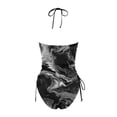 thumbnail image 5 of Linfrsh Cheetah Tankini Swimsuits for Women 2024 Halter Swimsuit Drawstring Side Swim Tops with Shorts Two Piece Bathing Suits for Summer Beach Black,M, 5 of 5