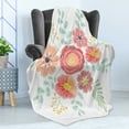 thumbnail image 4 of Floral Soft Flannel Fleece Blanket, Vintage Traditional Style Hand Drawn Flowers and Leaves Composition in Pastel Tones, Cozy Plush for Indoor and Outdoor Use, 70" x 90", Multicolor, by Ambesonne, 4 of 5