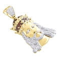 thumbnail image 5 of Diamond Royal Crown Jesus Pendant 10K Yellow Gold Round Created Ruby 0.90 Ct., 5 of 6