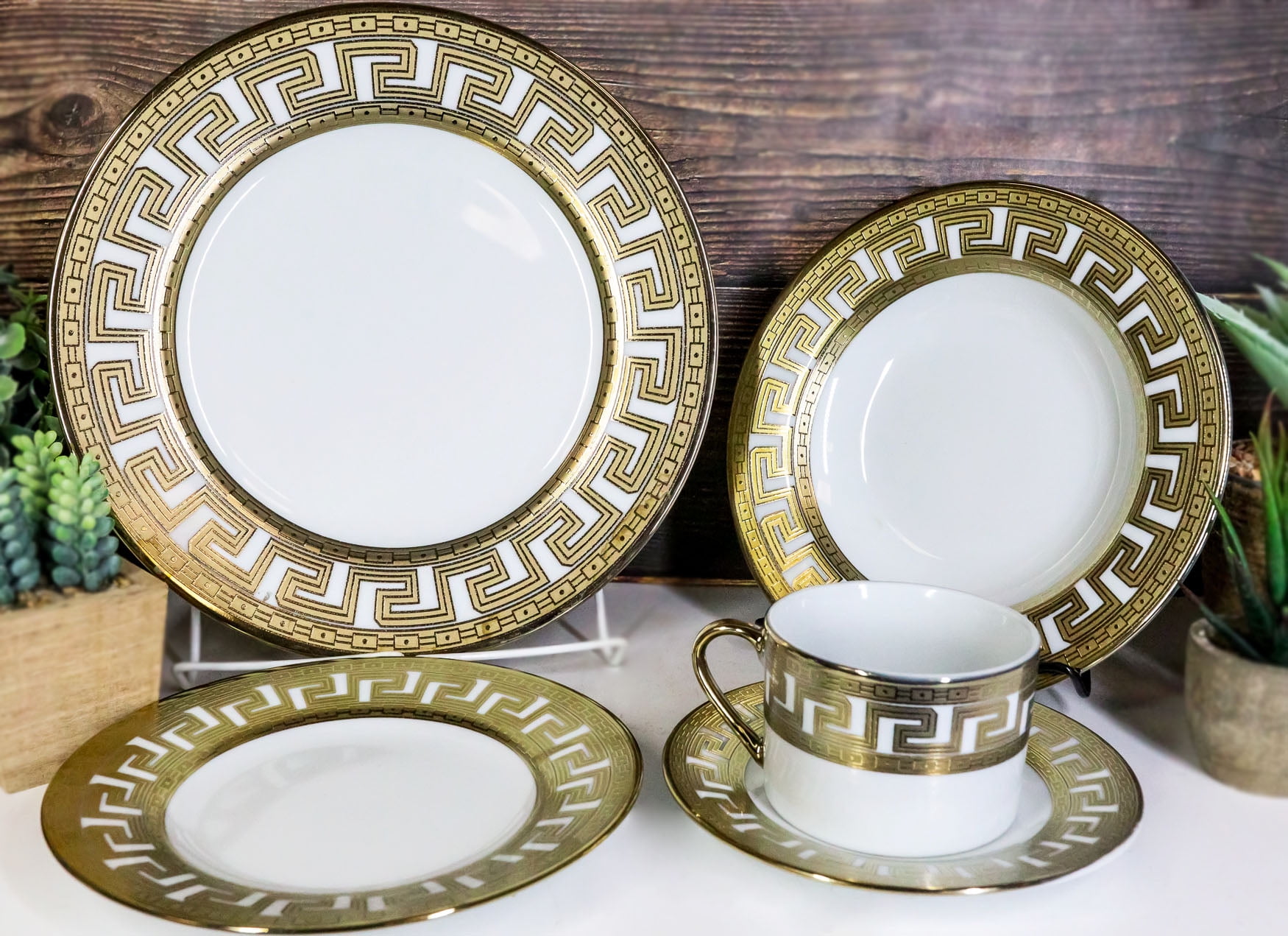 Luxury Golden Border Porcelain Dinner Plate Black Striped Ceramic Dishes  Household Tableware Set Hotel Restaurant Plate