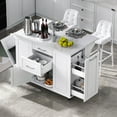 thumbnail image 4 of Harper & Bright Designs Kitchen Island with Storage Tilt Trash Can Cabinet and Pull Out Cabinet Organizer, Rolling Kitchen Island on 5 Wheels with Drop Leaf, Drawers and Door, White, 4 of 18