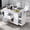 White, variant on 50.7" Kitchen Island with Tilt Trash Cabinet & Pull-Out Organizer, Rolling Cart with Drop Leaf, 2 Drawers, 1 Door, Faux Marble Top, for Kitchen, Dining, White