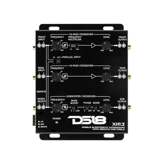 DS18 XM3 3 Way Electronic Car Stereo Crossover Dash Mount Bass Knob Remote Xover