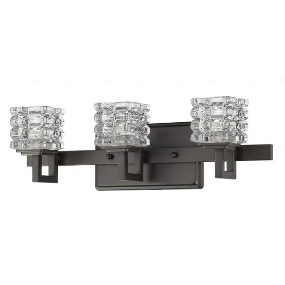 Coralie 3-Light Oil-Rubbed Bronze Sconce With Pressed Crystal Shades