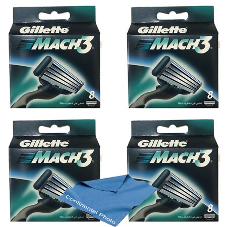 Pack of 32 Gillette Mach3 Mach 3 Refill Razor Blade Cartridges, 4 x 8 Packs