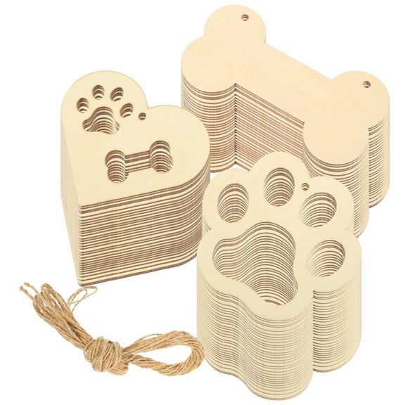 Dog Bone Wooden Embellishment Chic DIY Tag Creative Chips Rope Child
