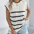 thumbnail image 2 of ZZwxWA Knit Sweater for Women Casual Short Sleeve Crew Neck Blouse Fashion Cap Sleeve Striped Printed Tops Fall Layer Tops, 2 of 7