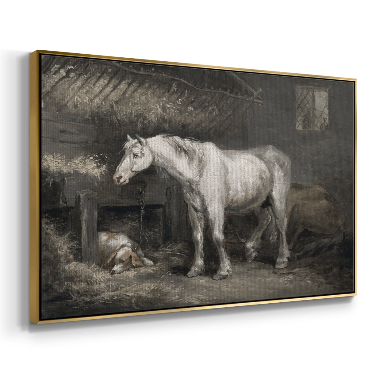 Vintage Animal Print-XLII By Wexford Home Framed in Gold Wood Gallery Wrapped Canvas 25 in. x 37 in.
