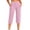 Pink, variant on LEAVINGSUO Capris Pants for Women With Elastic Waist Women's Casual High-Waisted Pocket Cropped Pants Black S