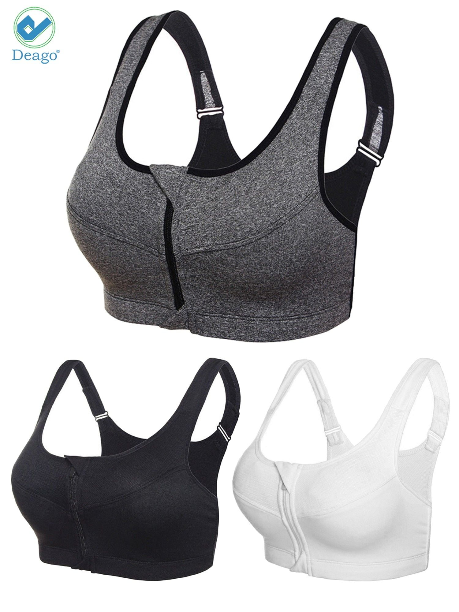 Deago 3Pack Women's Seamless Comfortable Sports Bra with Removable Pads ...
